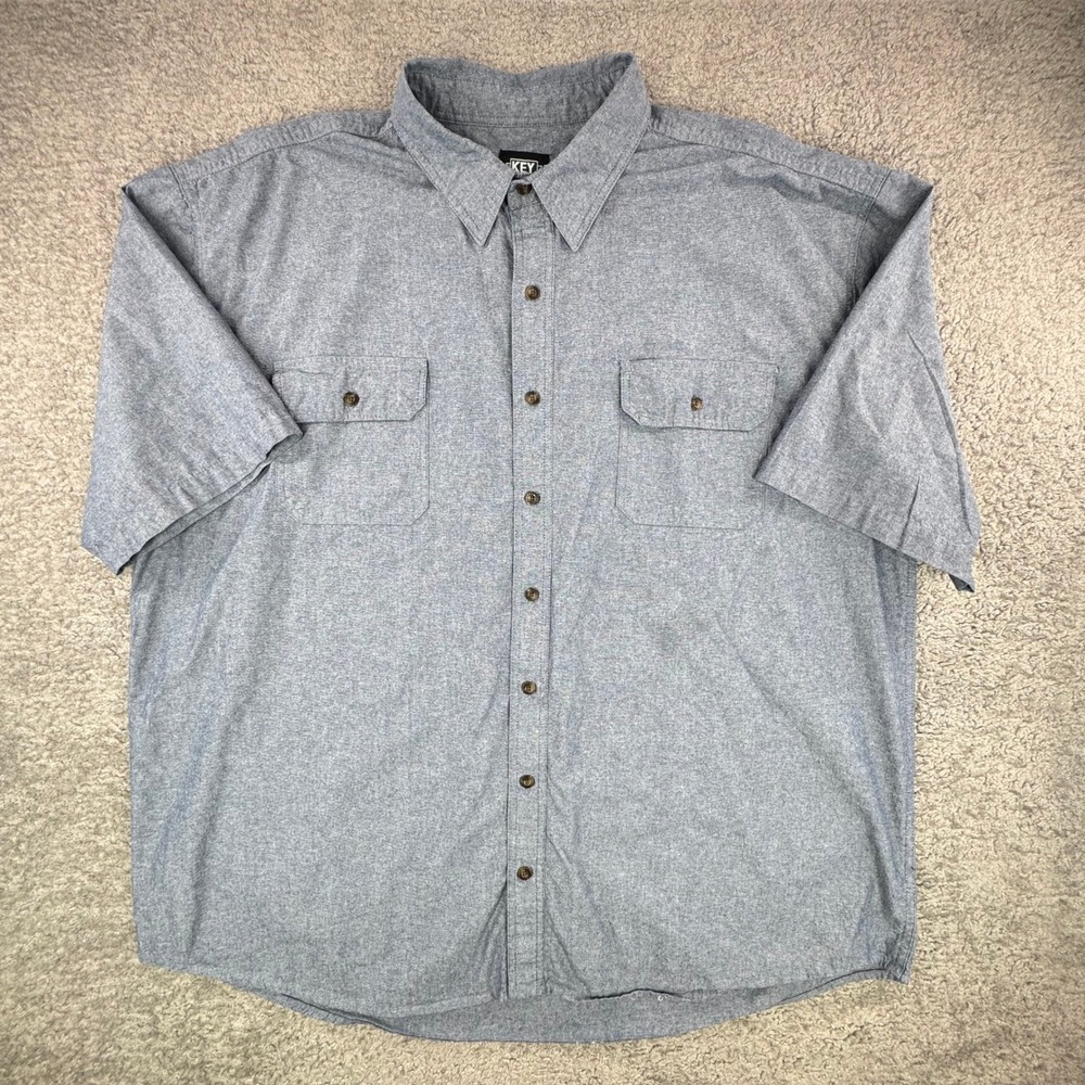 Key Apparel Mens 3XLT Blue Cotton Short Sleeve Chambray Work Shirt 3XL Tall